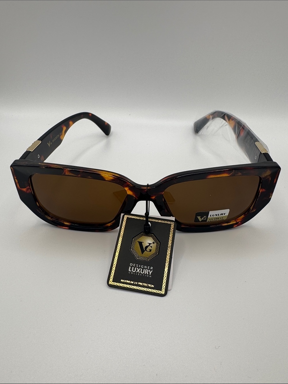 Designer Luxury Tortoiseshell Women’s Sunglasses - Brown Lenses